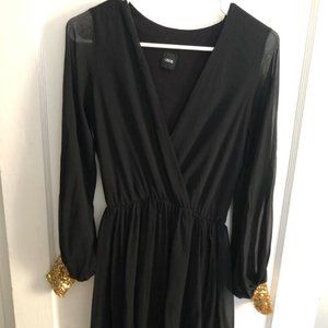 ASOS Black Dress with Gold sparkle cuffs size 0